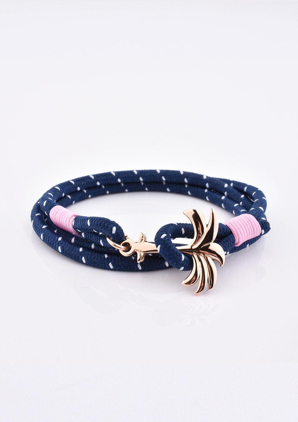 Daybreak - Triple - Season two Palm anchor bracelet with pink and blue nylon band.