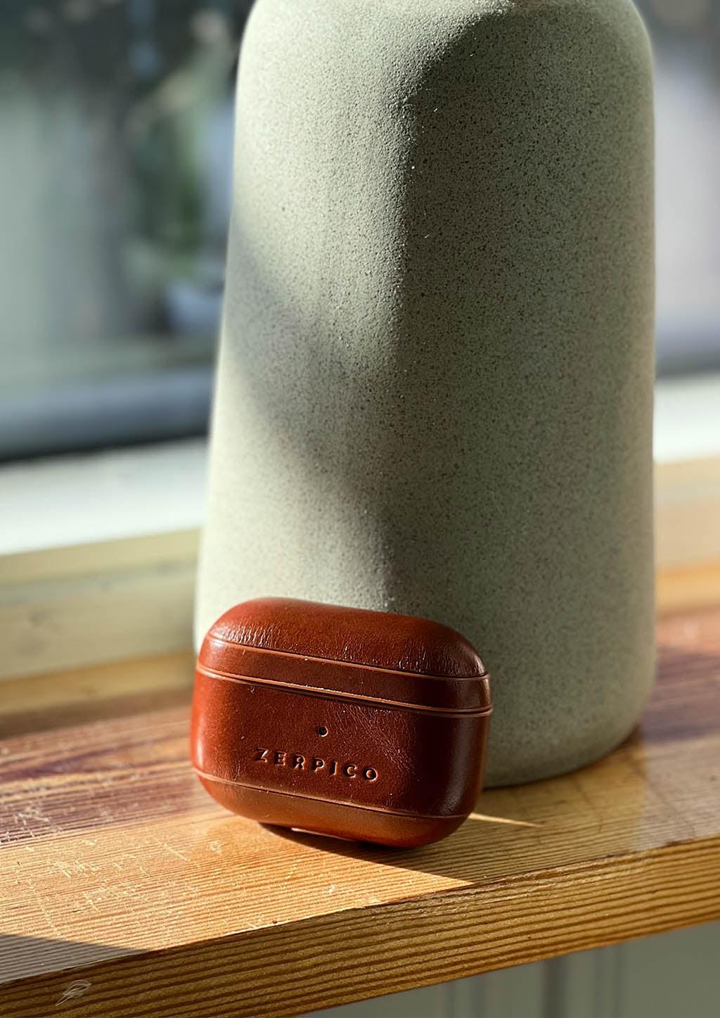 Zerpico Leather Airpods case. Photo taken in the sun.