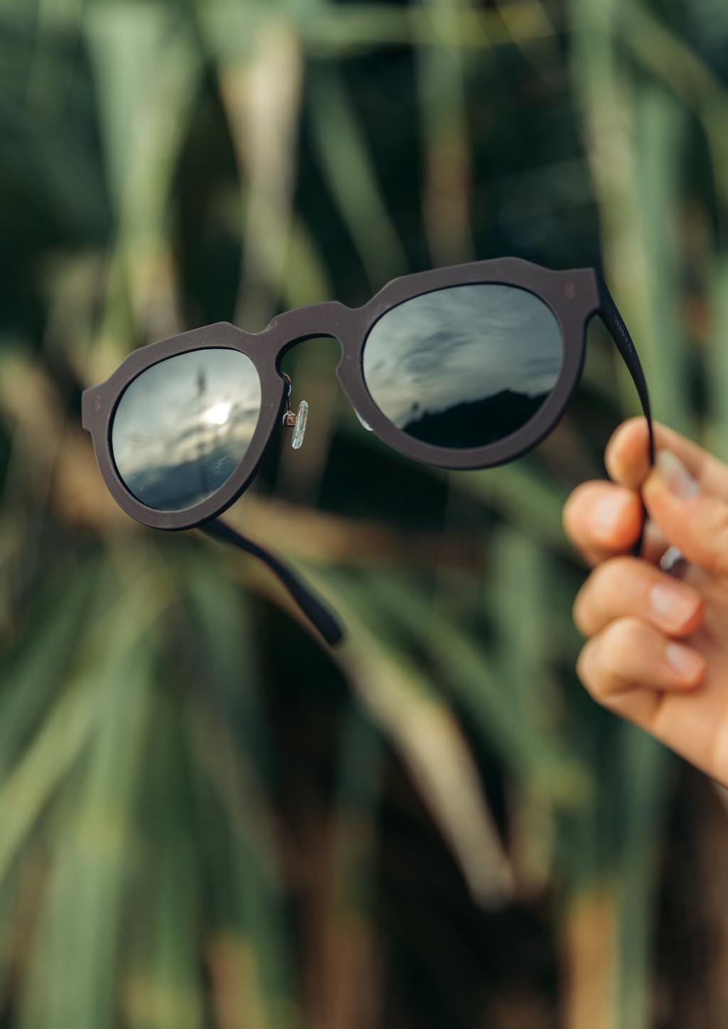 ReVision Round - Eco-Friendly Recyclable Paper Sunglasses closeup on our dipped frame.