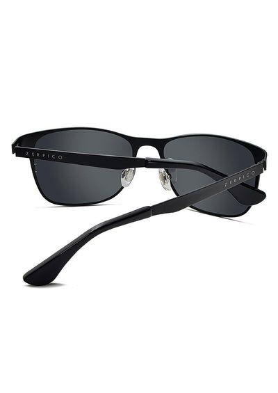 Titan - Titanium Wayfarer Sunglasses V2 - Studio photo of the black version from the back.