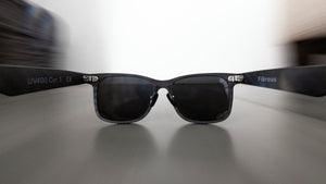 Real carbon fiber sunglasses with polarized lenses.