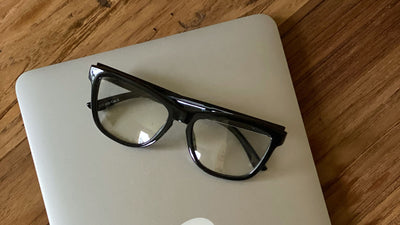 Black computer and anti blue light glasses.