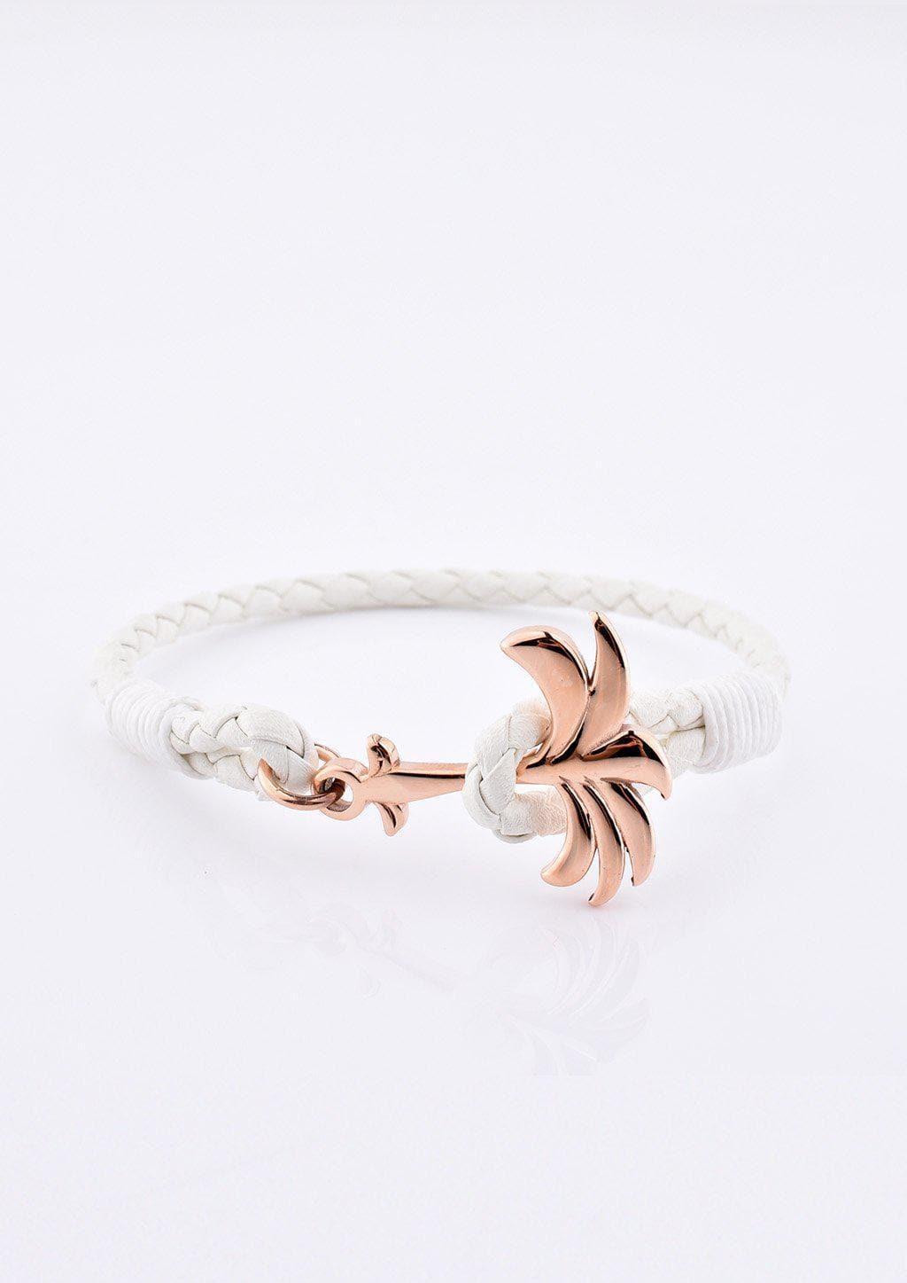 Serene - Season two Palm anchor bracelet with white leather.