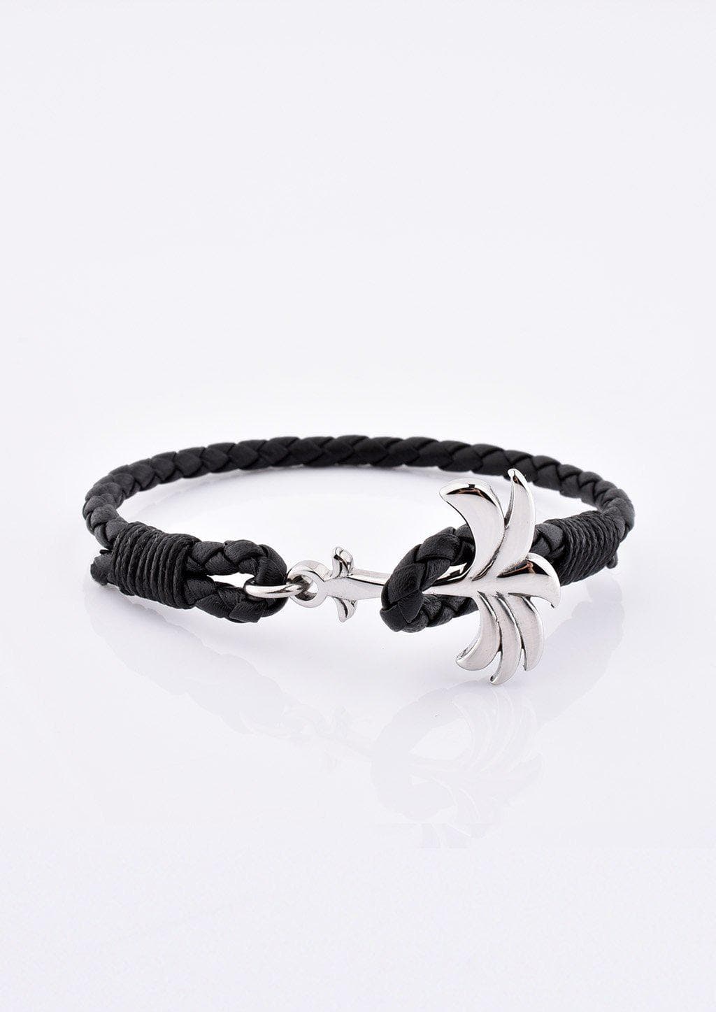 Starlight - Season two Palm anchor bracelet with black leather.