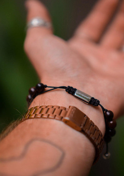 Palm Band - Bead bracelet. Close up on the back side.