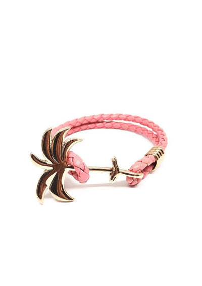 Flamingo Rose - Palm anchor bracelet with pink leather.