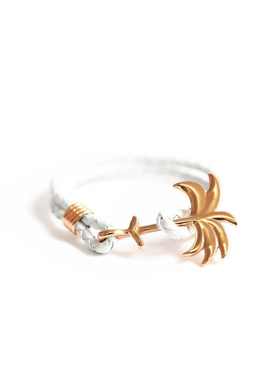 Paradise Rose - Palm anchor bracelet with white leather.