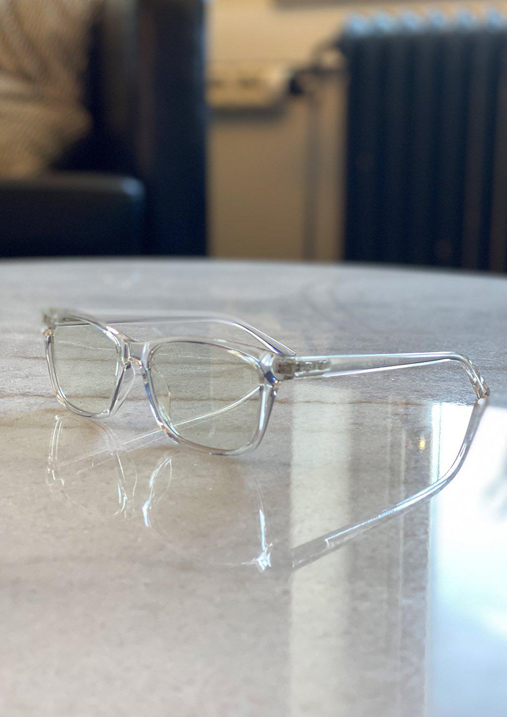 Transparent Dash anti blue light glasses with photochromic lenses photo
