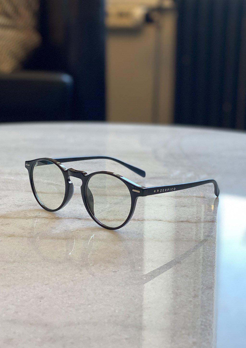 Black Holo anti blue light glasses with photochromic lenses photo