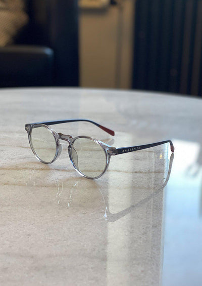 Grey Holo anti blue light glasses with photochromic lenses photo