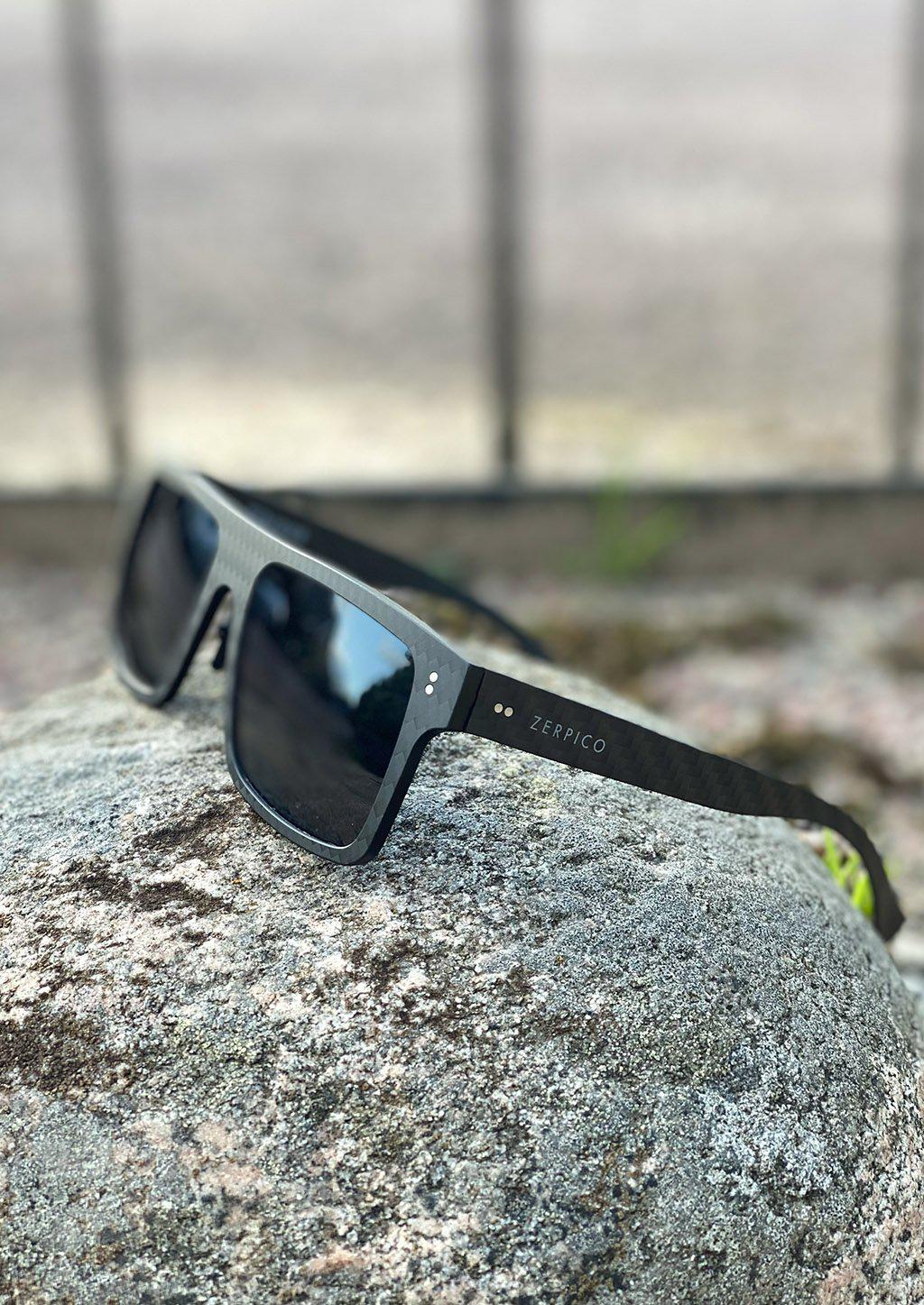 Carbon Fiber Square Sunglasses, another photo from outside from the side.