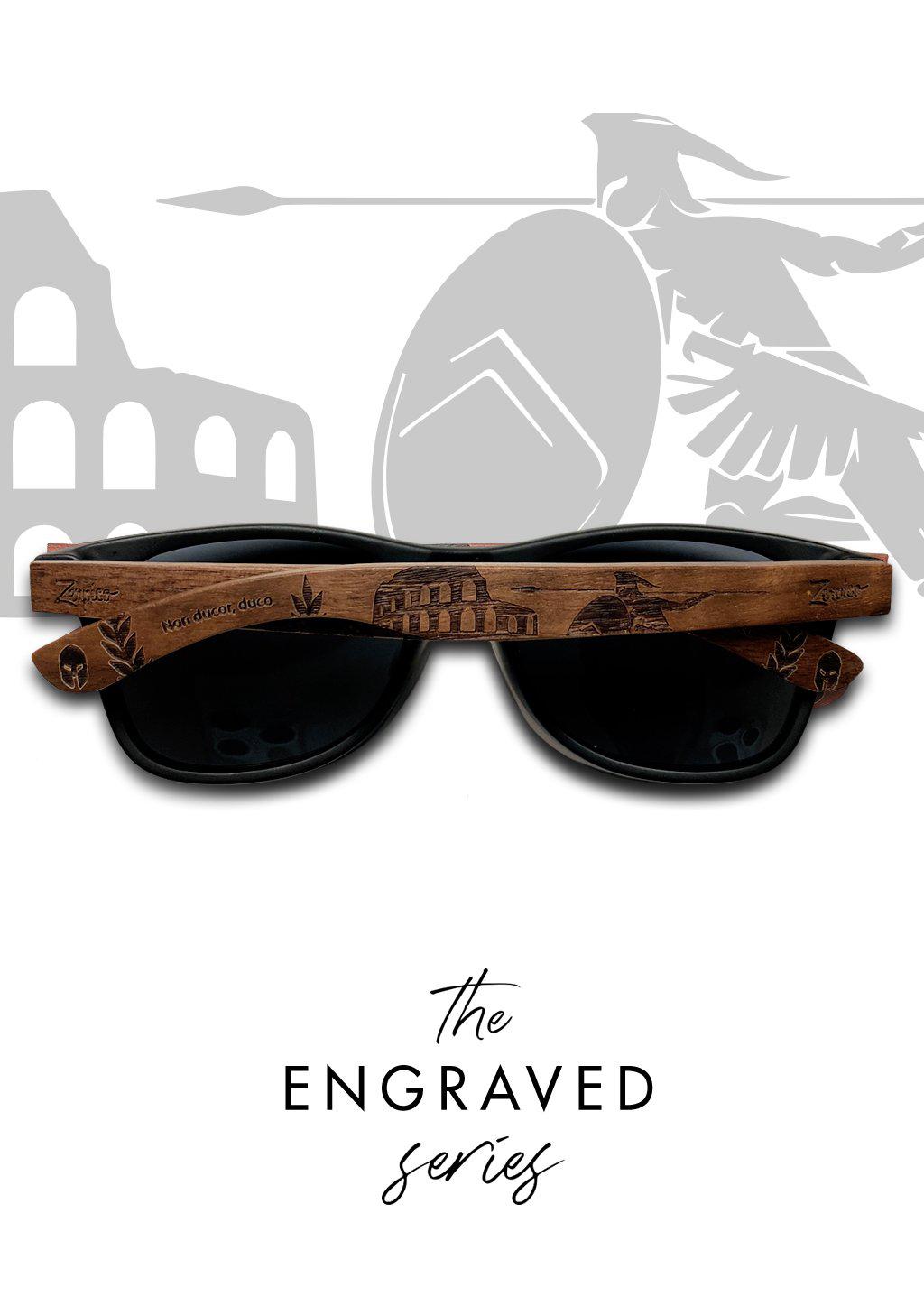 Engraved wooden sunglasses - Gladiator is inspired of the Gladiators from Ancient Rome.