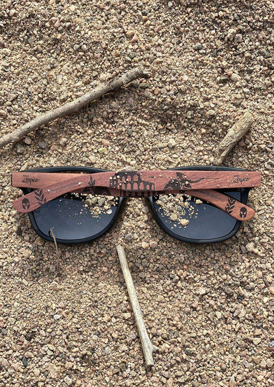 Engraved wooden sunglasses - Gladiator is inspired of the Gladiators from Ancient Rome. Outside in the sand.