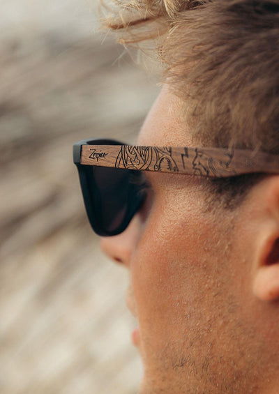 Zerpico engraved sunglasses with vikings pattern.