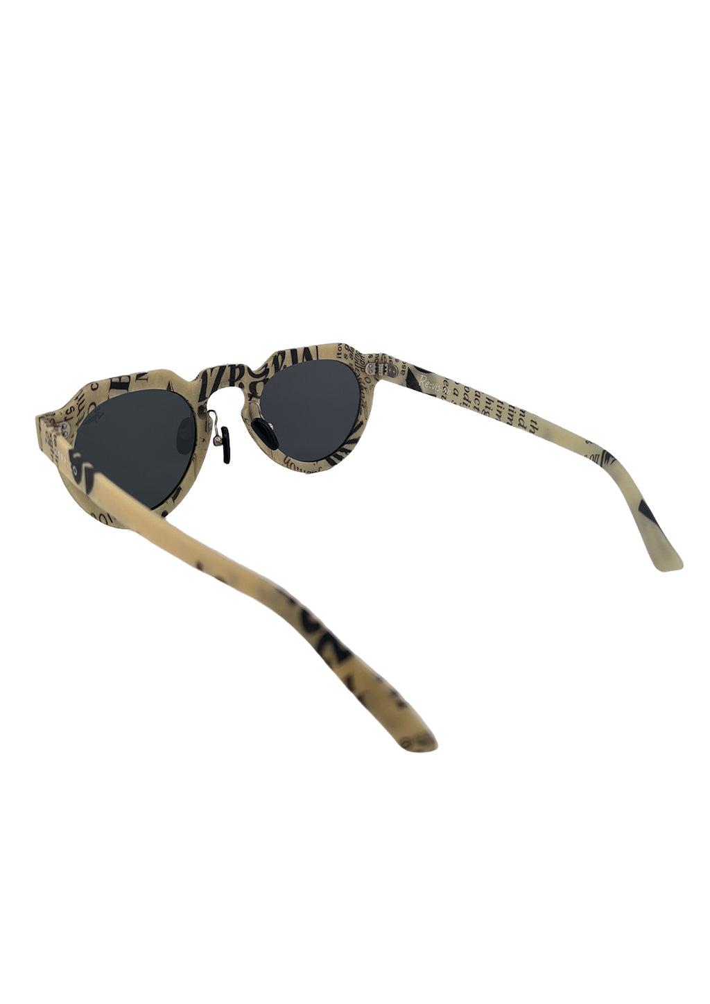 ReVision Round - Eco-Friendly Recyclable Paper Sunglasses, studio shoot from the back of our raw paper frame.