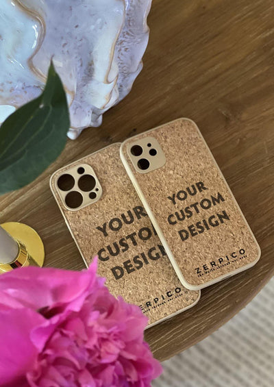Personalize your cork phone case with a custom design.