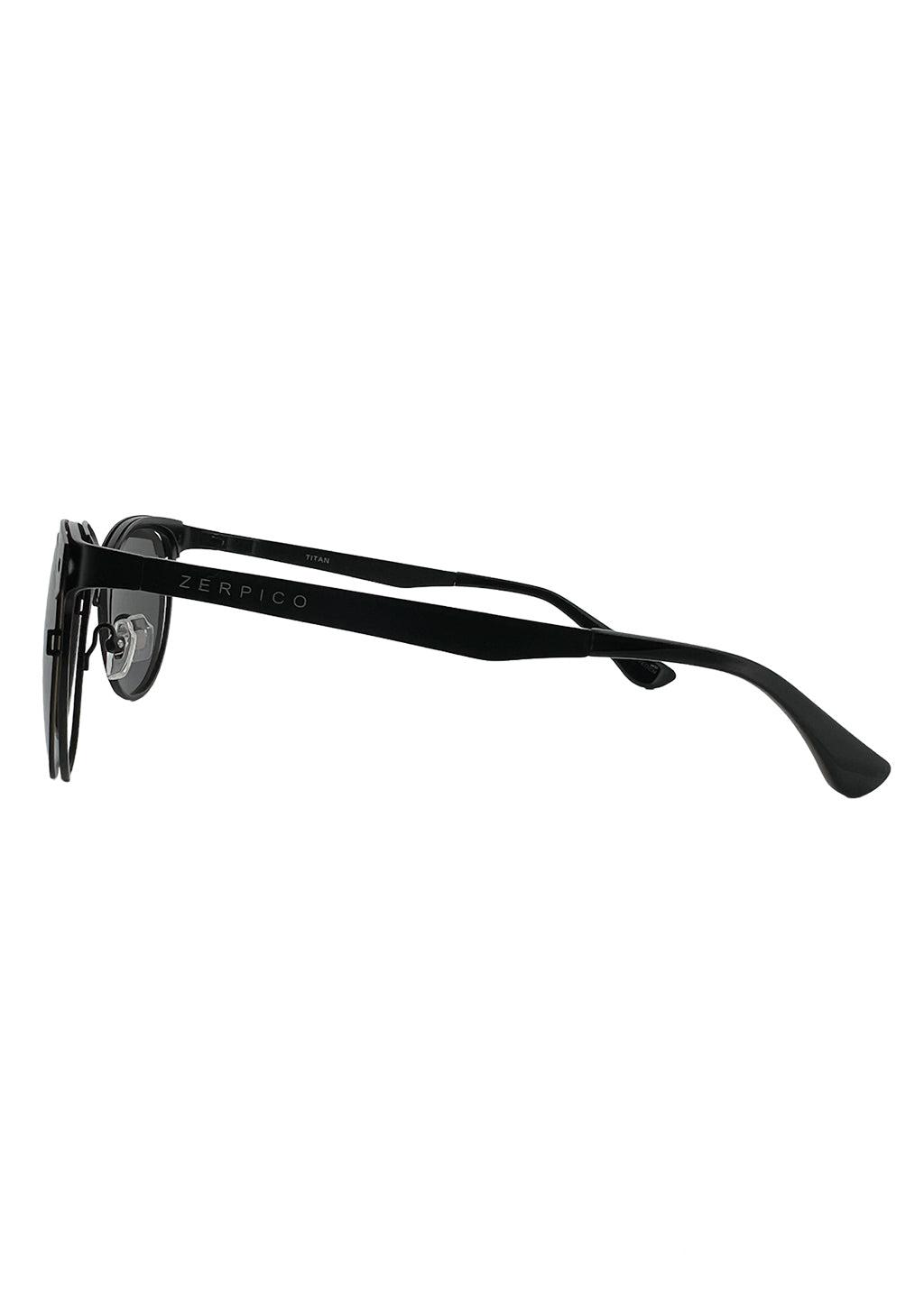 Clubmaster Sunglasses V2 - Studio shot of the black fram the side.