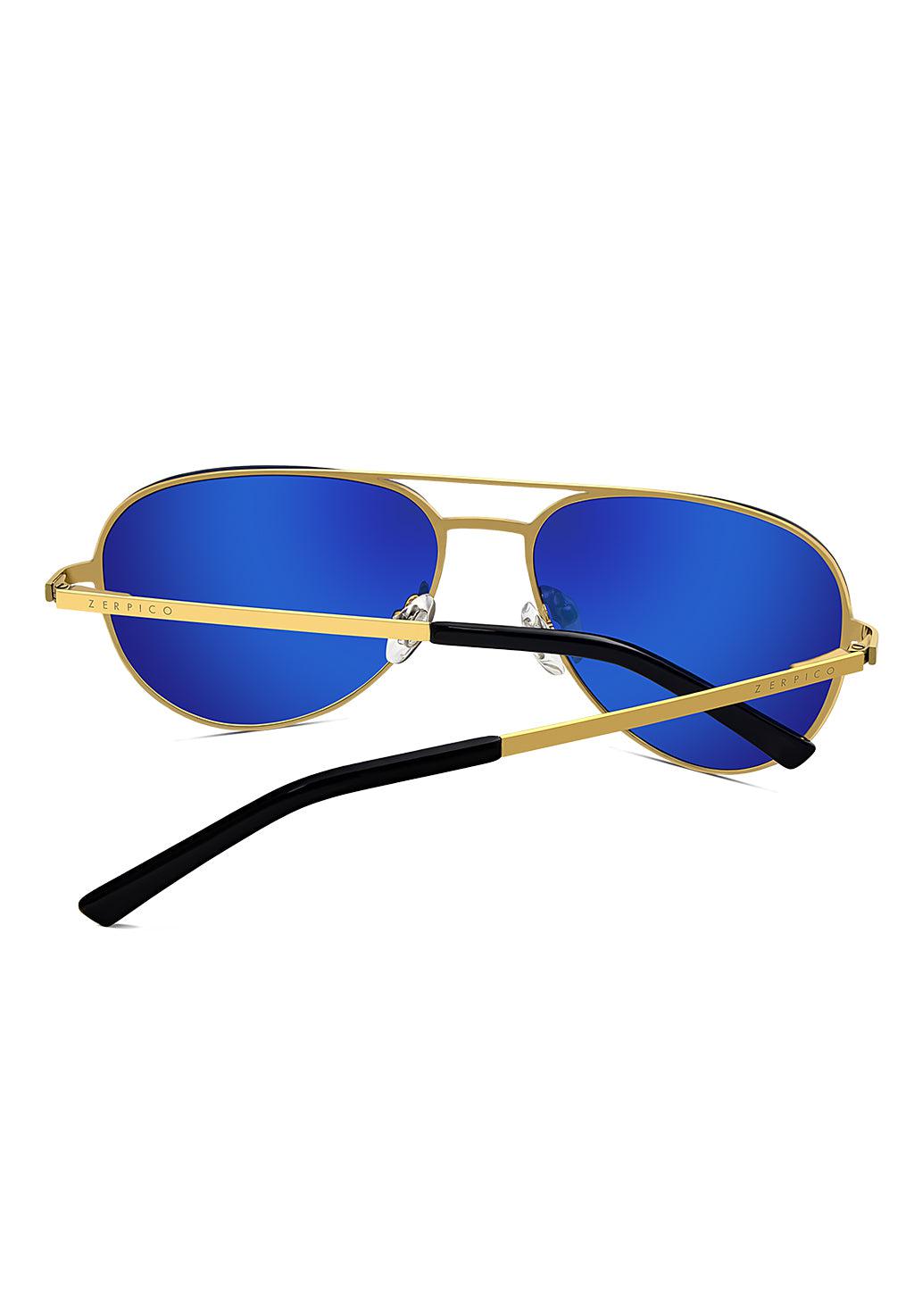 Titan - Titanium Aviator Sunglasses V2 - 24K Gold Plated with real gold. Studio photo from the back.