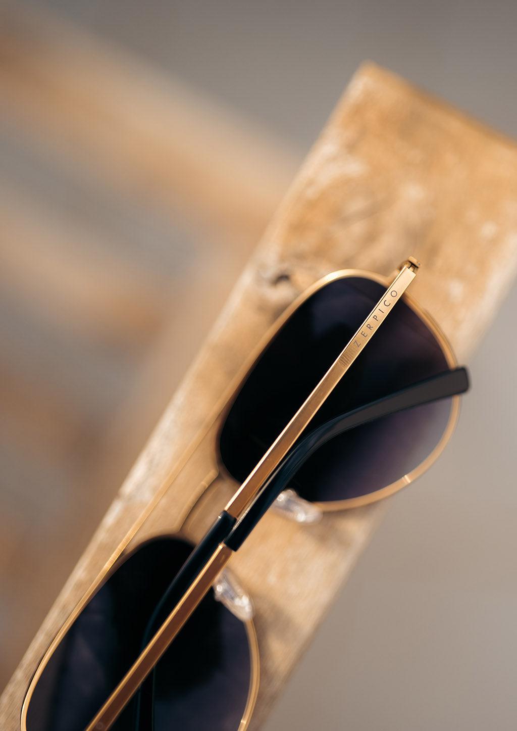 Titan - Titanium Aviator Sunglasses V2 - 24K Gold Plated with real gold. Photo taken outside in Italy.
