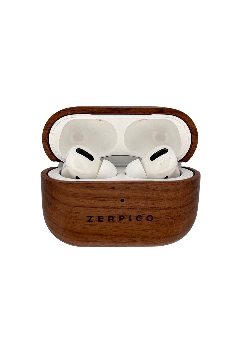 Zerpico Wooden Airpods case. Studio shoot of the Apple Airpods pro wooden case.