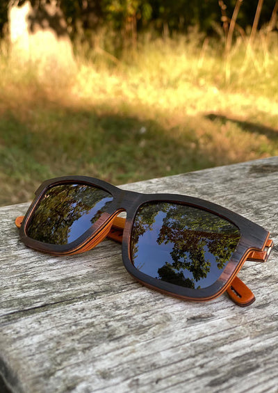 Handmade wooden wayfarers in wood and are guaranteed to give you a natural feeling of comfort and design.  Duriel is a full wooden model so all made in beautiful wood. This special edition pair is made to stand out. Close up with details.